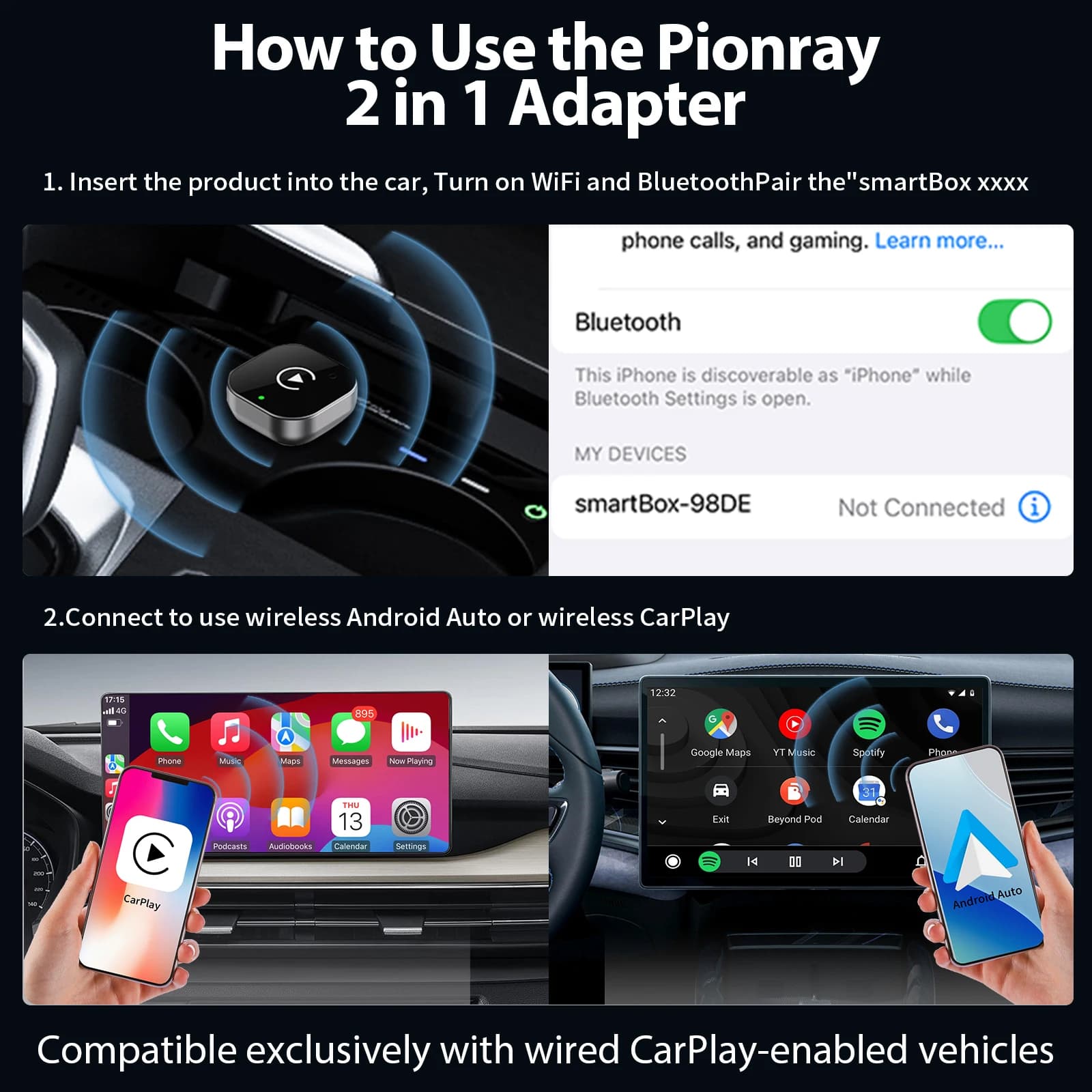 Bezprzewodowy Adapter samochodowy CarPlay, 5Ghz WiFi, USB typu C 🚗