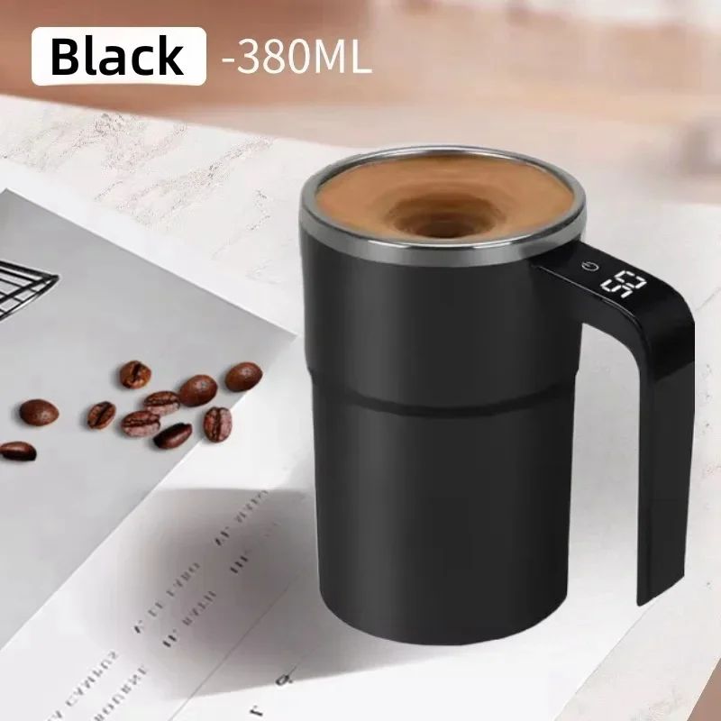 Mini Elektryczny Kubek do Kawy 380ML, Samo-Mieszający, Wodoodporny, Bezpieczny dla Żywności, Z Magnesem, USB 🍵