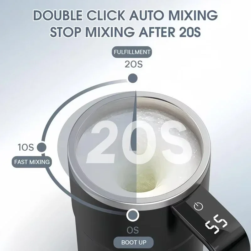 Mini Elektryczny Kubek do Kawy 380ML, Samo-Mieszający, Wodoodporny, Bezpieczny dla Żywności, Z Magnesem, USB 🍵
