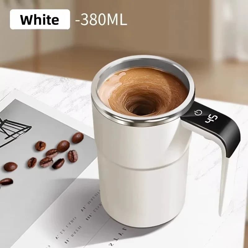 Mini Elektryczny Kubek do Kawy 380ML, Samo-Mieszający, Wodoodporny, Bezpieczny dla Żywności, Z Magnesem, USB 🍵